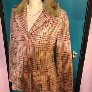 Hollister Tweed Faux Fur Collared Jacket